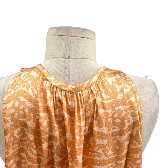 Current Air Los Angeles The Wyland Dress Smocked Mini Orange Floral Size Small - Picture 10 of 15